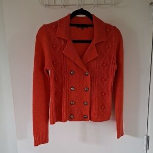Michel Rene Women's Orange Double-Breasted Wool/Angora-blend Cardigan (Size M)